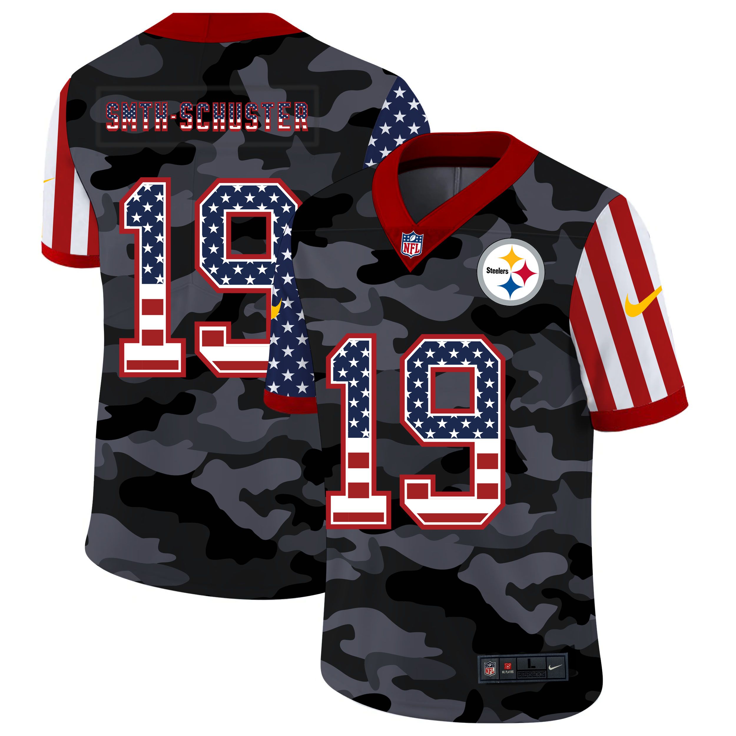 Men Pittsburgh Steelers #19 Smith-schuster 2020 Nike Camo USA Salute to Service Limited NFL Jerseys